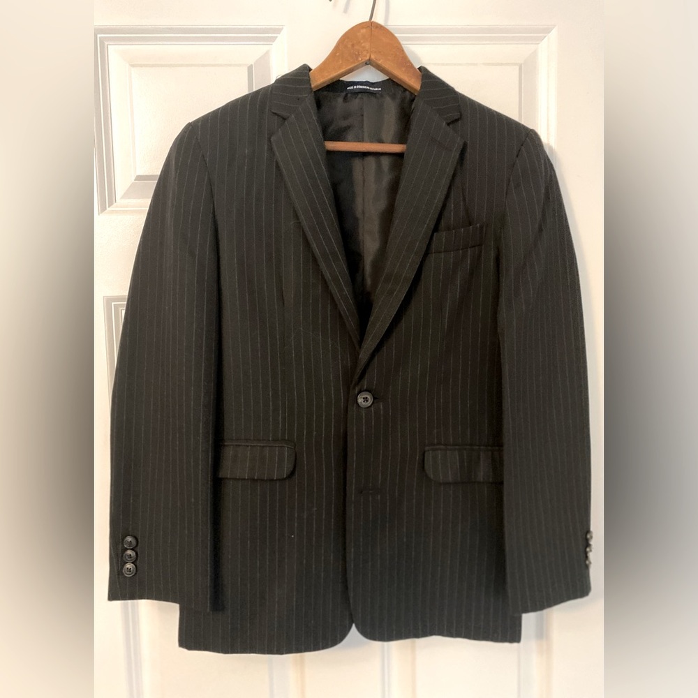 Chaps - Boy’s 2-piece formal pin-striped suit, black, size 14 reg